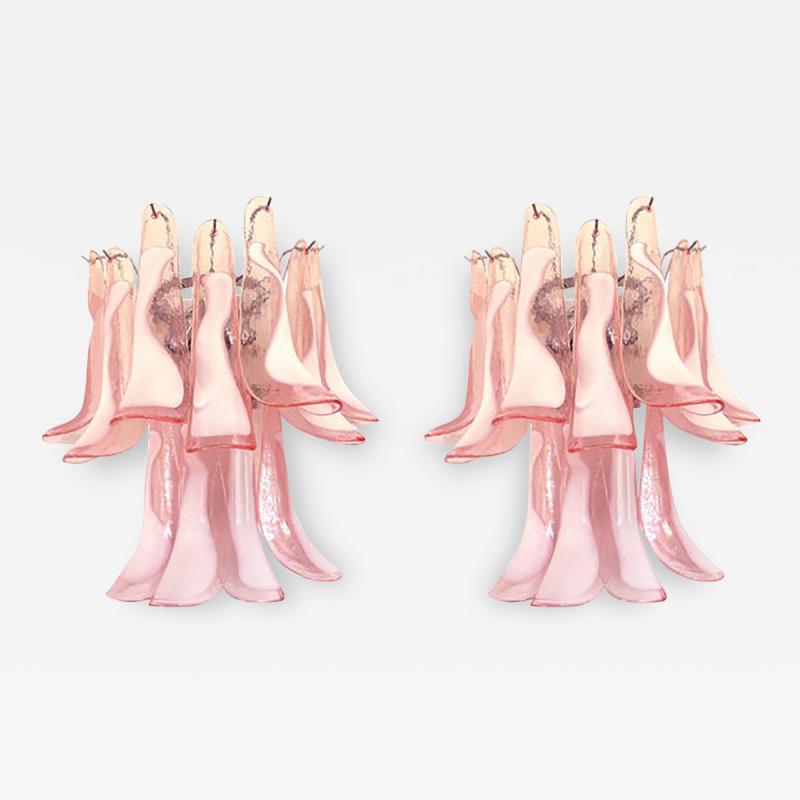  SimoEng Pink Murano Glass Selle Wall Sconces in Mazzega Style A Pair