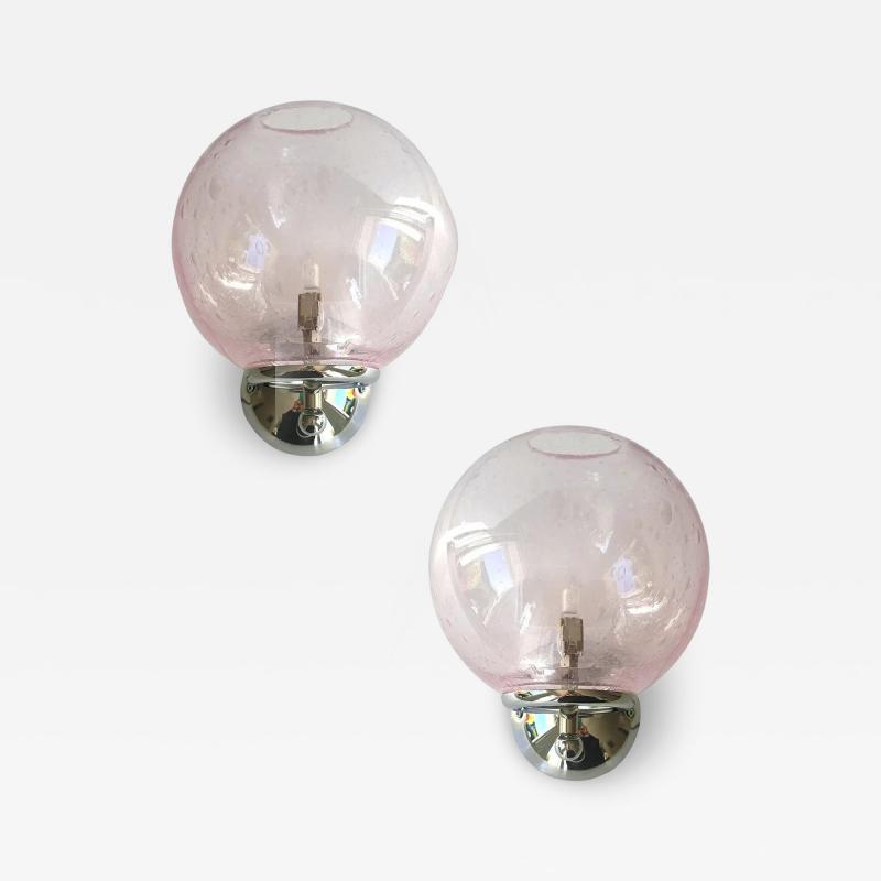  SimoEng Pink Pulegoso Murano Glass Wall Sconces by Simoeng Set of 2