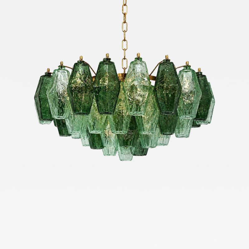  SimoEng Poliedro Murano Glass Green Chandelier With Gold Metal Frame From Simoeng