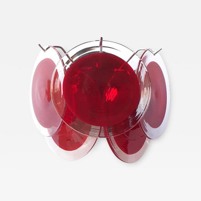  SimoEng Red Murano Glass Disc Wall Light Sconce