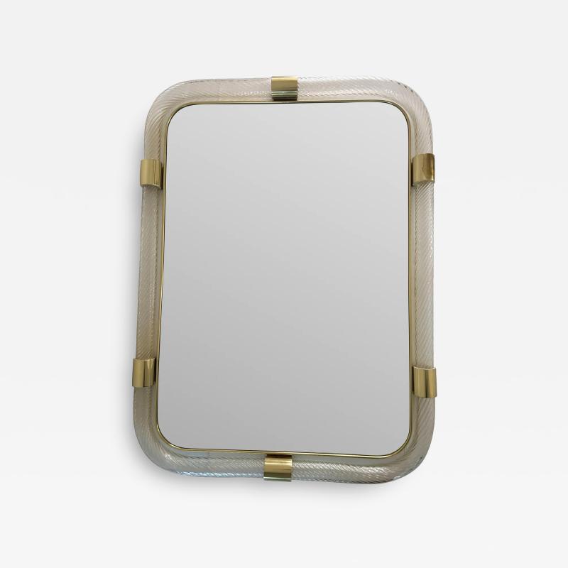  SimoEng Scenographic Italian Torciglione Torchon Murano Glass Wall Mirror by Simoeng