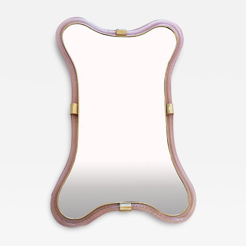  SimoEng Scenographic Pink and Gold Mirror With Torchon Murano Style Glass
