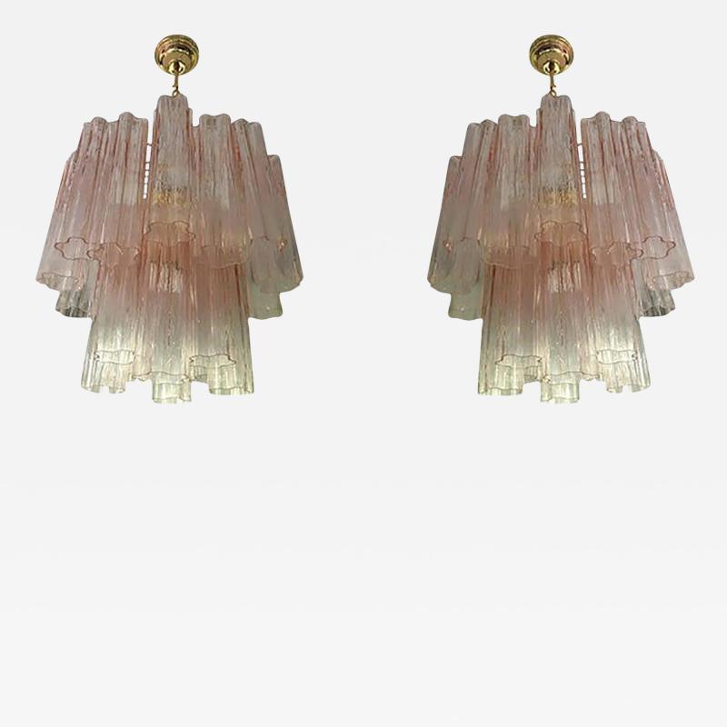  SimoEng Set of 2 Contemporary Murano Style Glass Pink Tronchi Chandelier