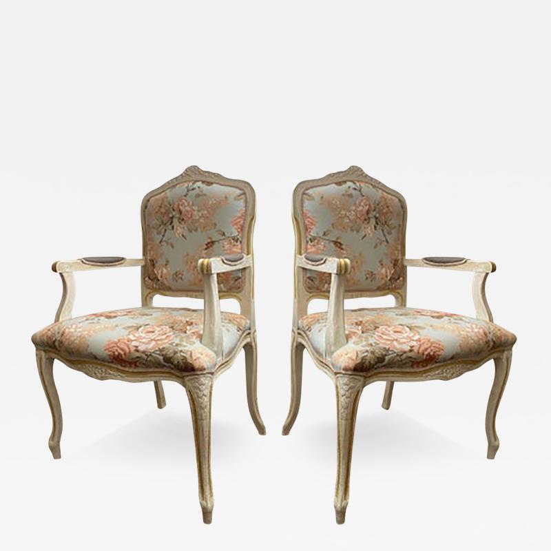  SimoEng Set of Two Contemporary Ivory and Pink Floral Chairs