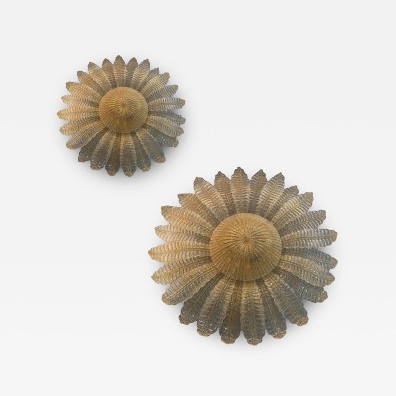  SimoEng Sunflwer Murano Glass Gold Flush Mount lot of 2 or a pair of chandeliers