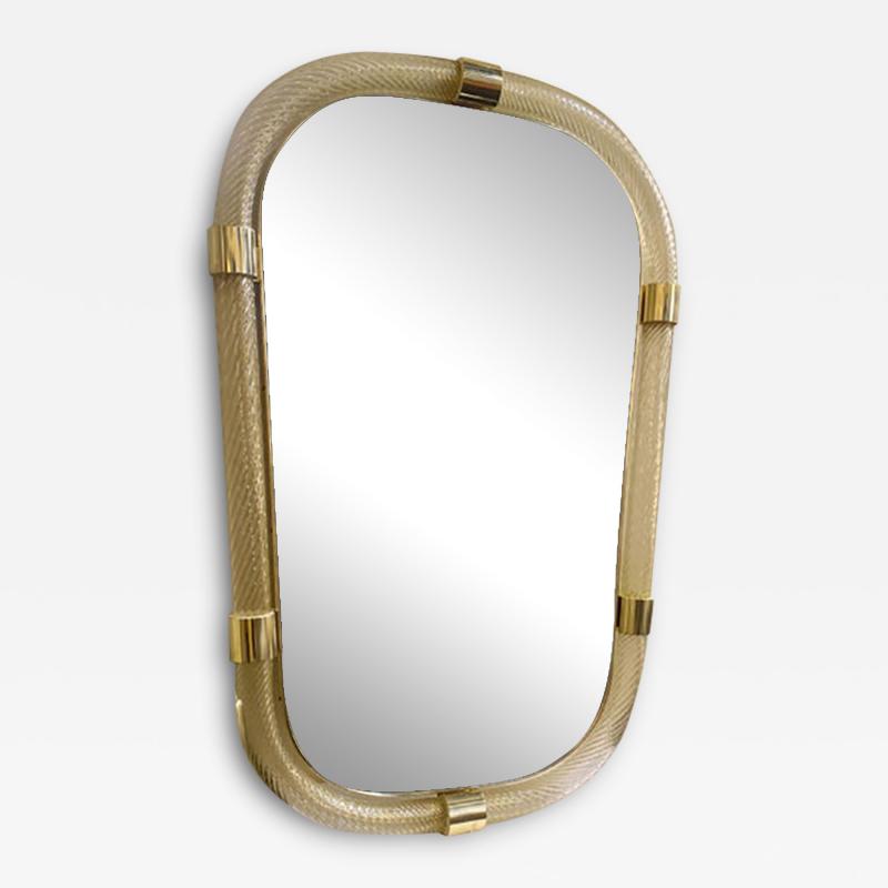  SimoEng Torciglione Gold Murano Glass Wall Mirror in Barovier Style