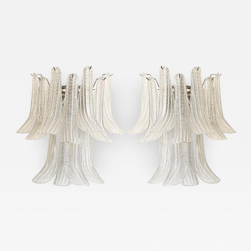  SimoEng Transparent Diamanted Murano Glass Selle Wall Sconces in Mazzega Style