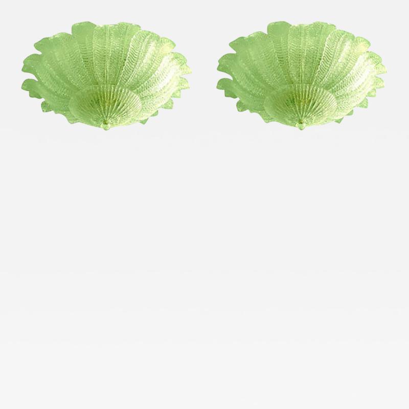  SimoEng Venetian Green Leafs Murano Style Glass Flush Mount