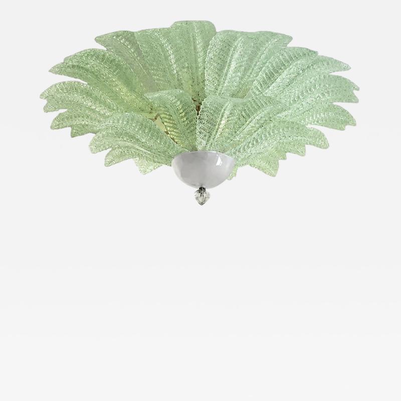  SimoEng Venetian Leaves Flush Mount in Green Murano Glass by Simoeng