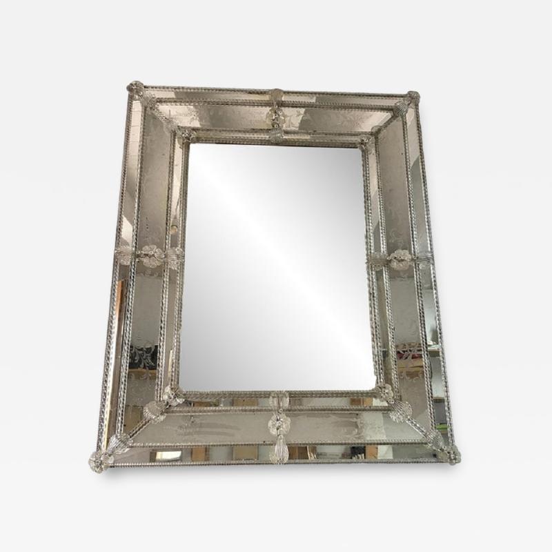  SimoEng Venetian Rectangular Floreal Hand Carving Wall Mirror in Murano Glass Style