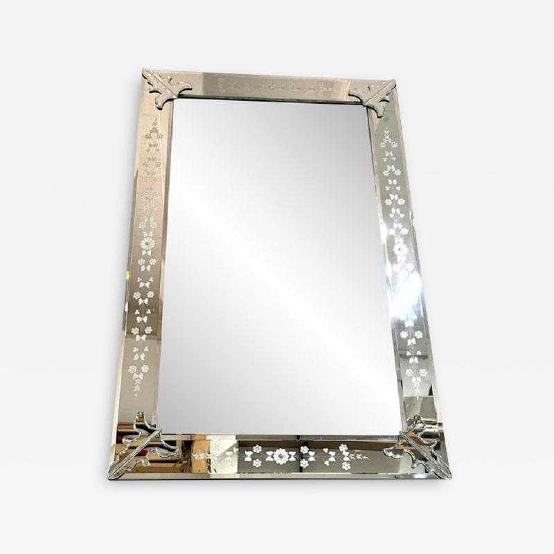  SimoEng Venetian Rectangular Hand Carving Wall Mirror Murano Glass Style