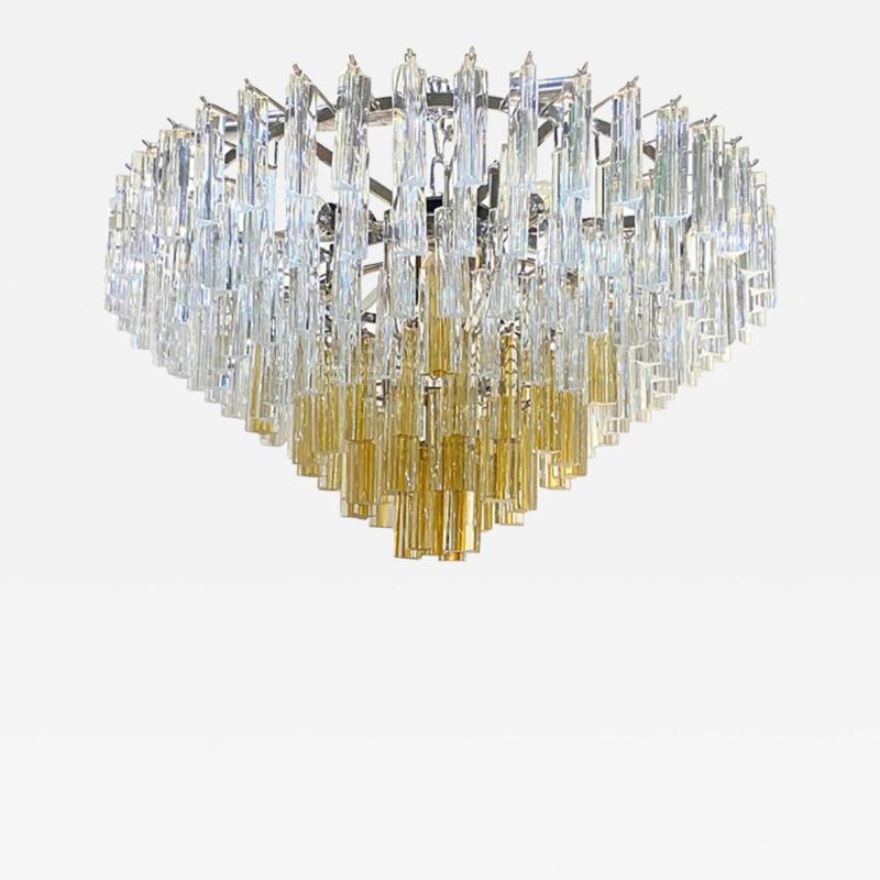  SimoEng Vintage Amber Quadriedro Murano Style Glass Chandelier