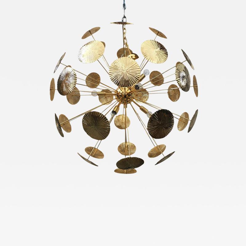  SimoEng Water Lily Brass Sputnik Sphere Chandelier