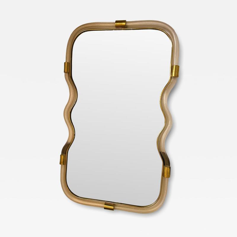  SimoEng Wave Mirror in Gold Torchon Torciglione Murano Exclusive Design by Simoeng