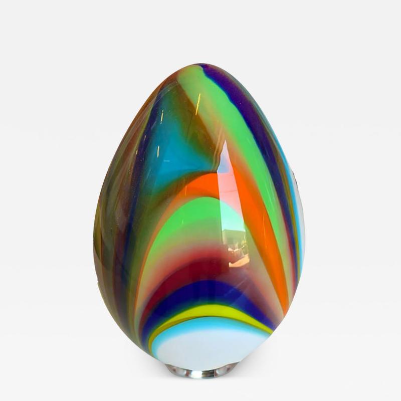  SimoEng White Egg Small Lamp in Murano Style Multicolored Glass