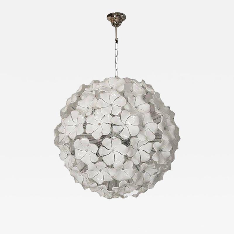  SimoEng White Lotus Murano Glass Sputnik Chandelier by Simoeng