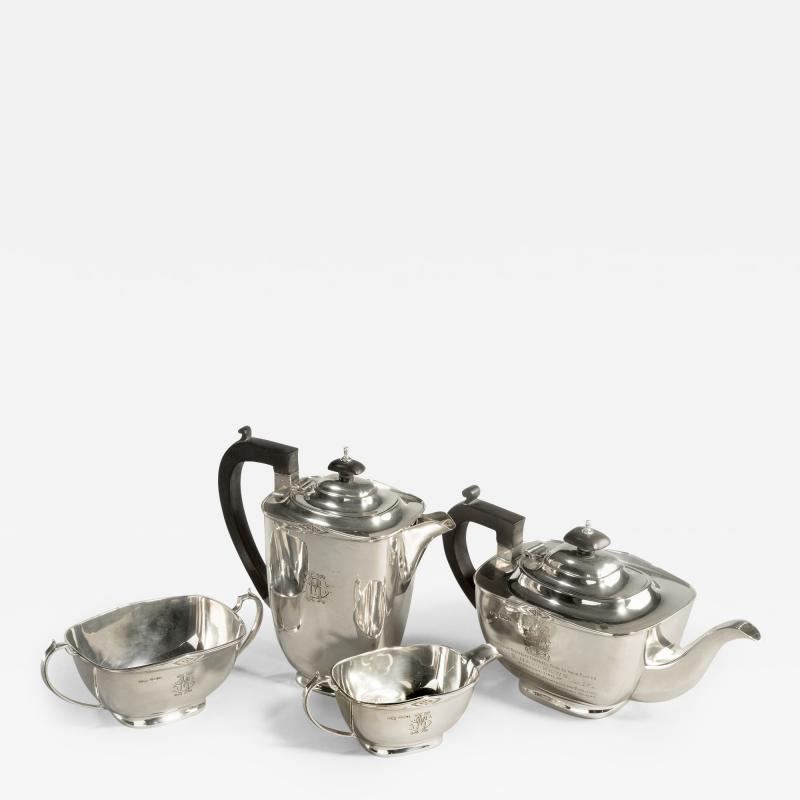  Sir Stanley Mathews four piece silver tea set