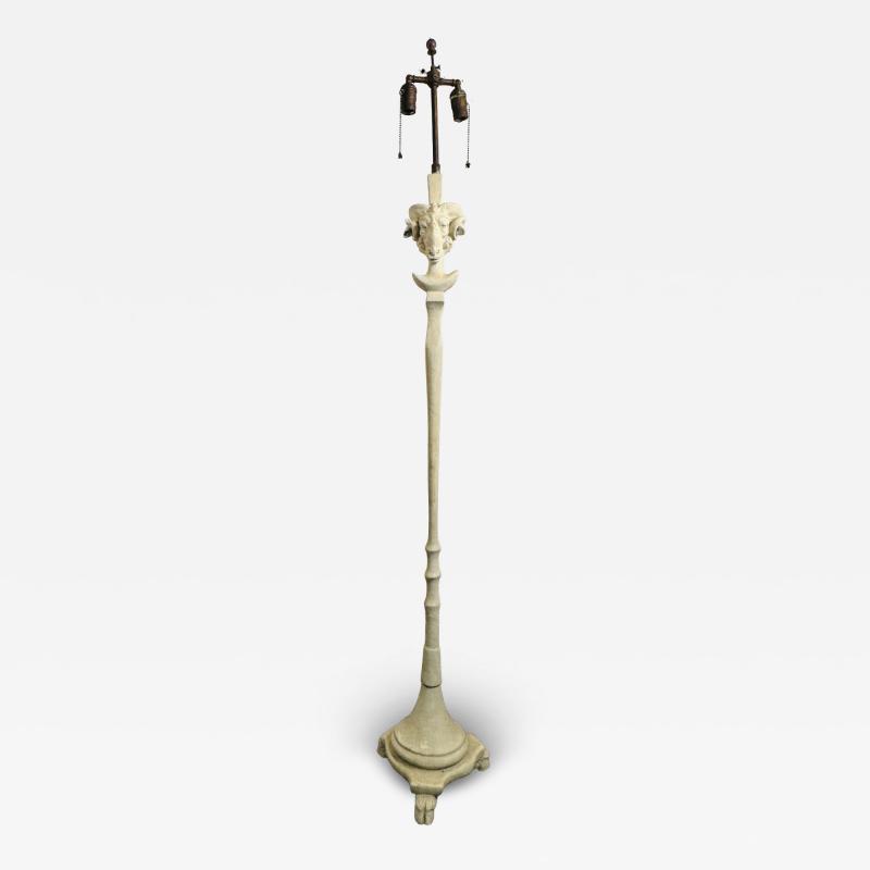  Sirmos NEOCLASSICAL RESIN RAMS HEAD FLOOR LAMP IN THE MANNER OF T H ROBSJOHN GIBBINGS