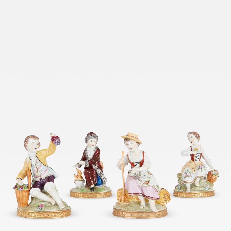  Sitzendorf Porcelain Manufactory Set of Sitzendorf porcelain figures of the four seasons