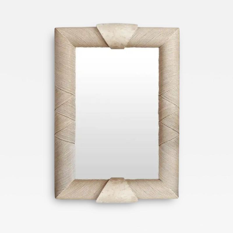  Smania Mirror made from woven rattan cane with scagliola details Arredamenti Smania