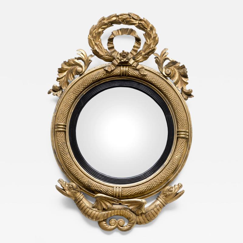  Spencer Crane Co Federal Giltwood Convex Mirror Circa 1810