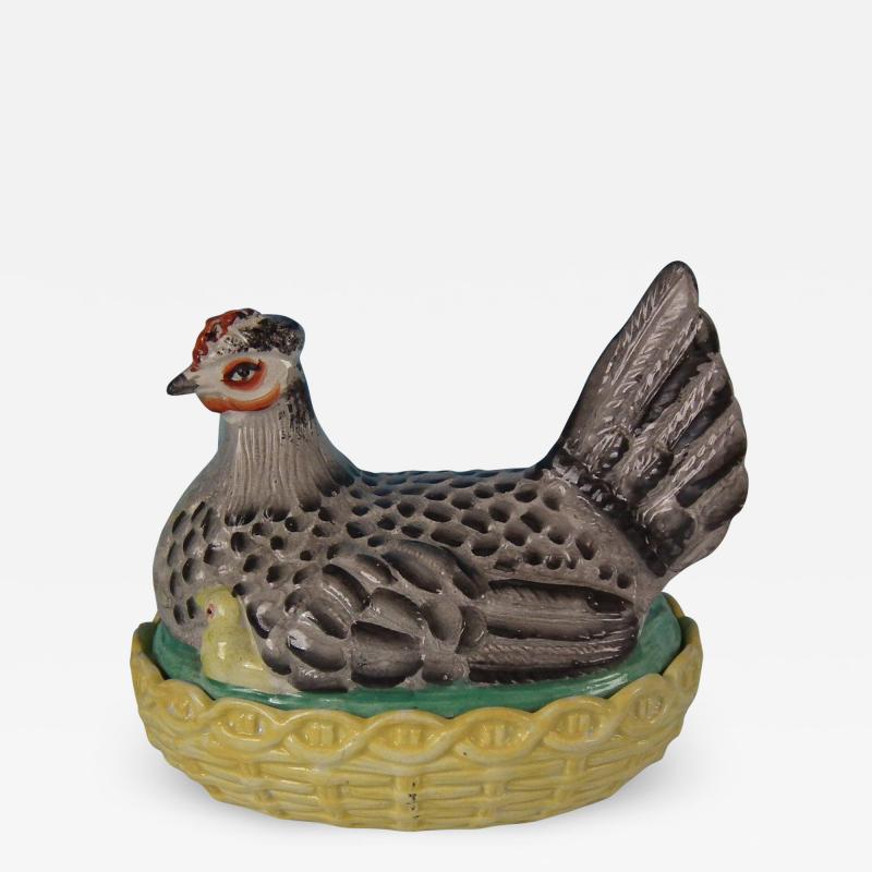  Staffordshire Staffordshire Pottery Hen with Chicks on Nest