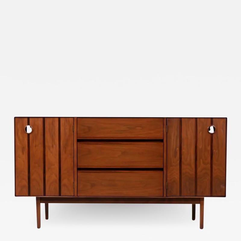  Stanley Furniture Mid Century Modern Walnut Credenza with Rosewood Inlaid by Stanley Furniture