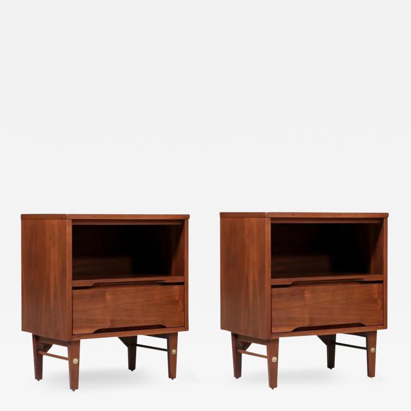  Stanley Furniture Mid Century Modern Walnut Night Stands by Stanley Furniture Co 