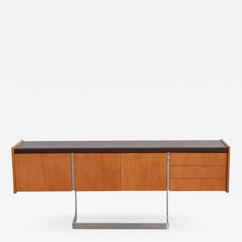  Ste Marie Laurent OAK AND CHROME CREDENZA BY STE MARIE AND LAURENT