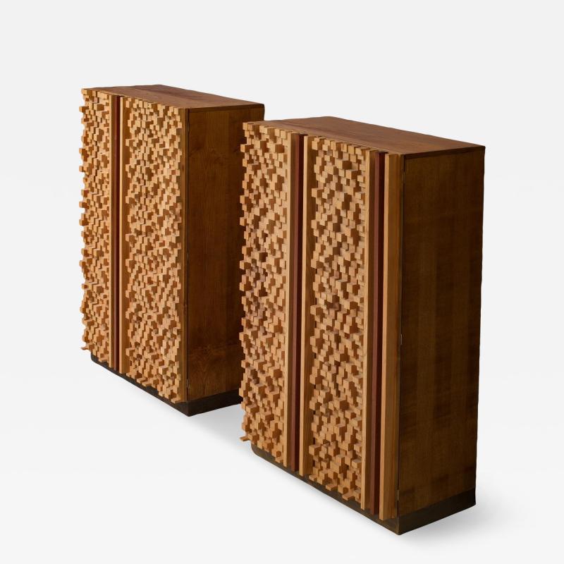  Stefano d Amico Set of 2 Cabinets in Beech and Ash by Stefano dAmico Italy 1974