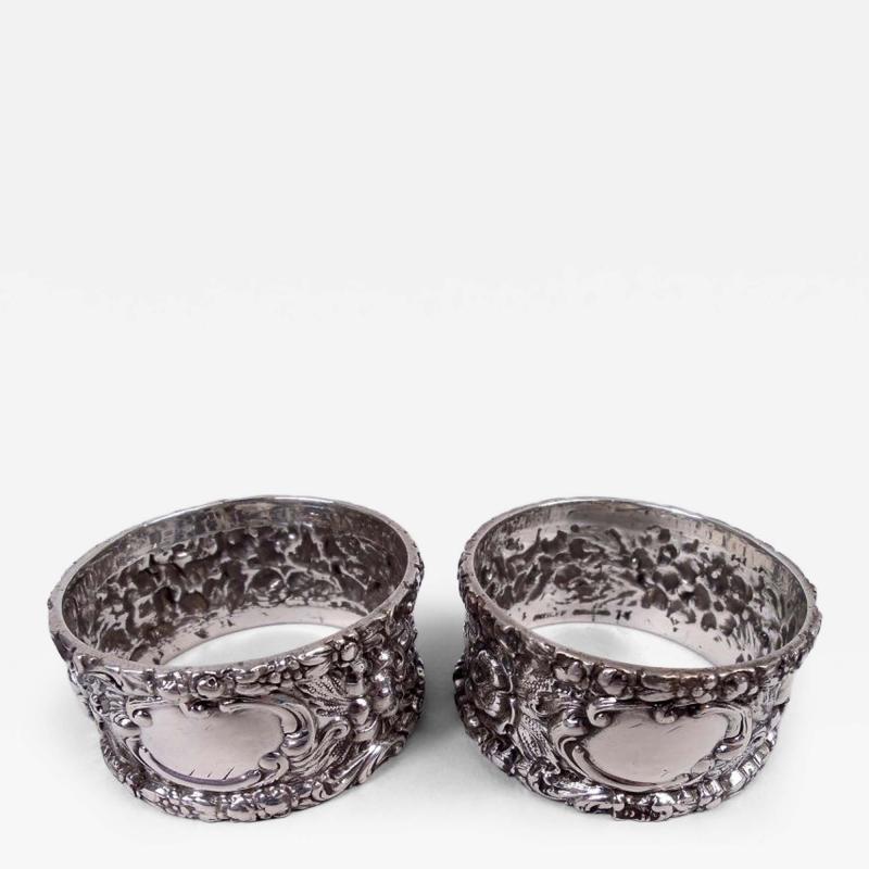  Stieff Pair of Stieff Baltimore Repousse Sterling Silver Napkin Rings