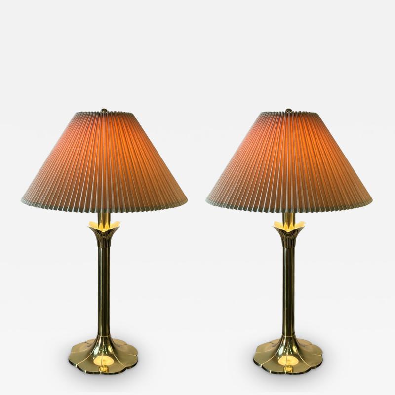  Stiffel Lamp Company EXCEPTIONAL PAIR OF BRASS FLORAL FORM MODERN LAMPS