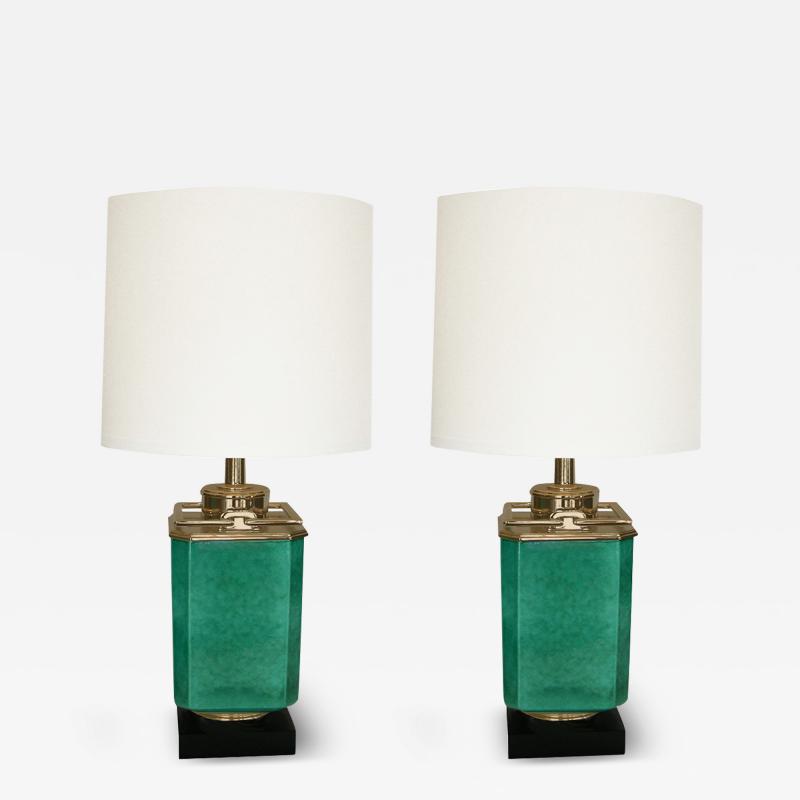  Stiffel Lamp Company Pair of Ceramic and Brass Table Lamps by Stiffel