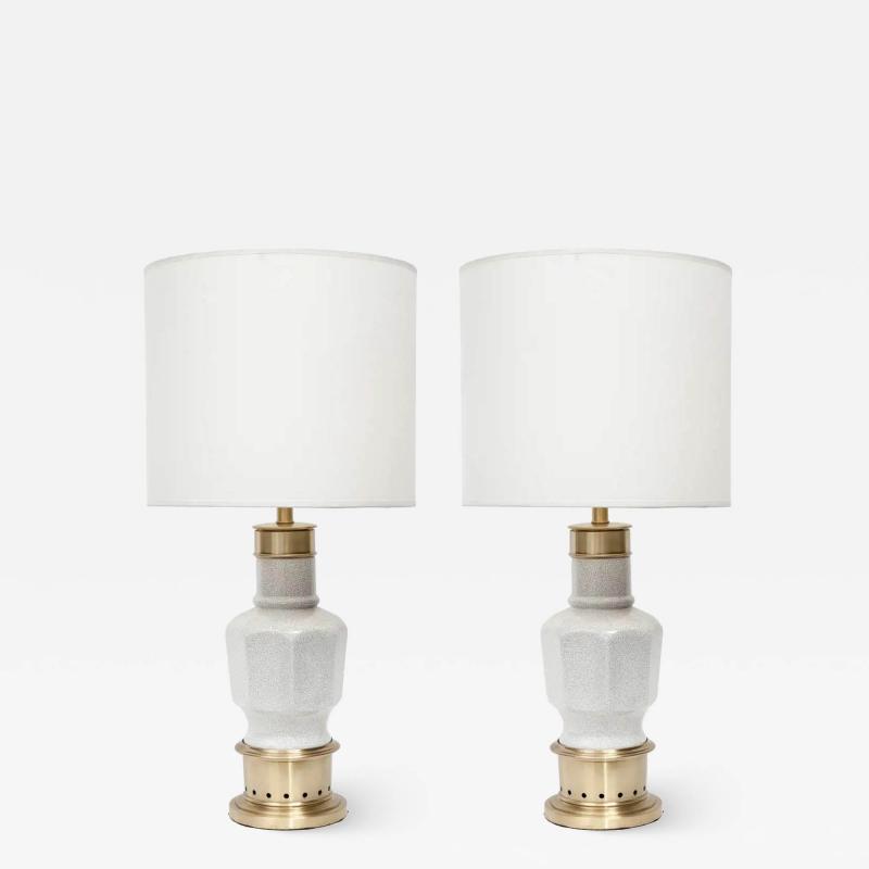  Stiffel Lamp Company Stiffel Crackle Glazed Porcelain Brass Lamps