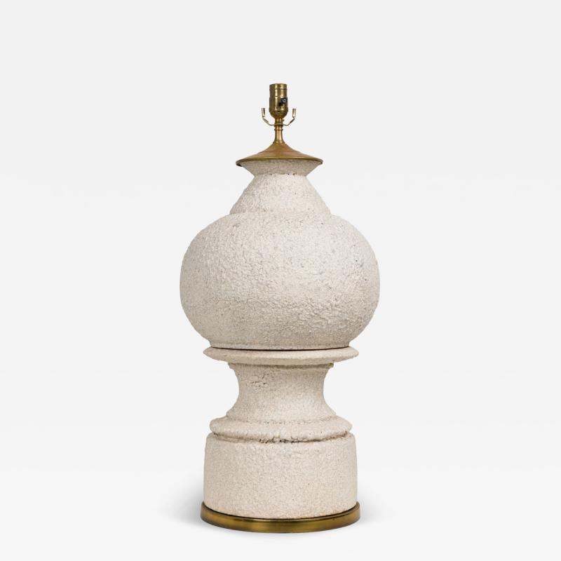  Stiffel Lamp Company Stiffel Mid Century American Ceramic White Lava Glaze Table Lamp