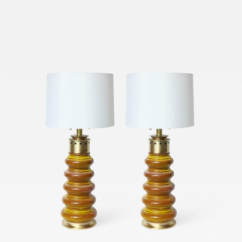  Stiffel Stiffel Ochre Glazed Ceramic Lamps