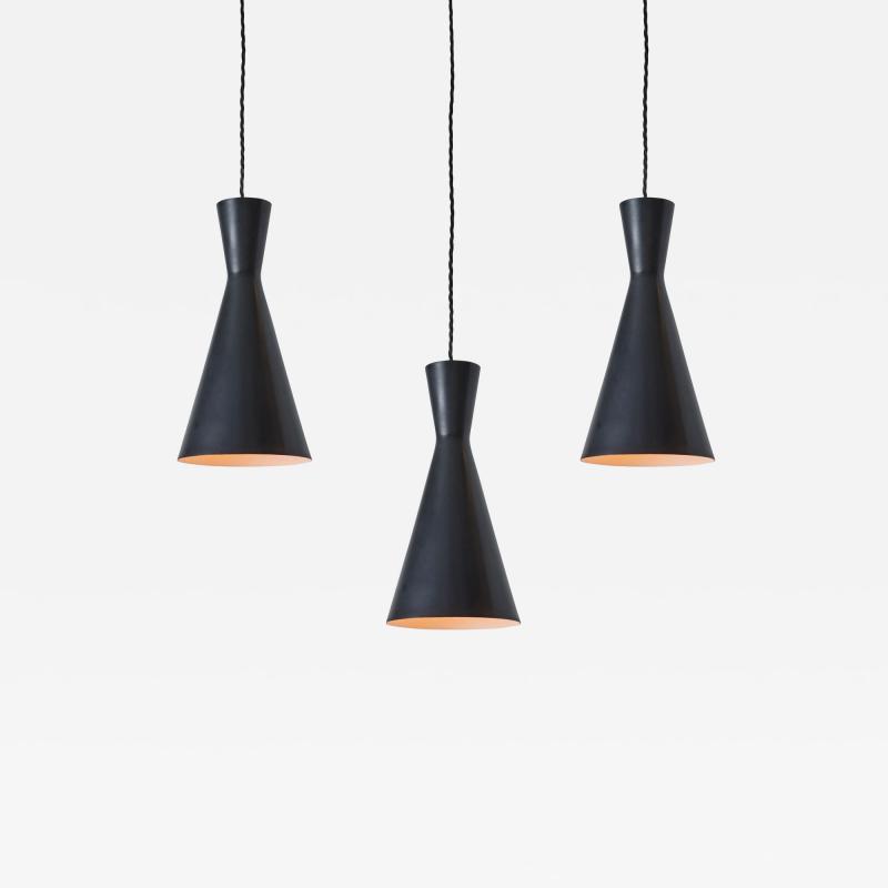  Stilnovo 1950s Black Metal Diabolo Pendant Lamp Attributed to Stilnovo