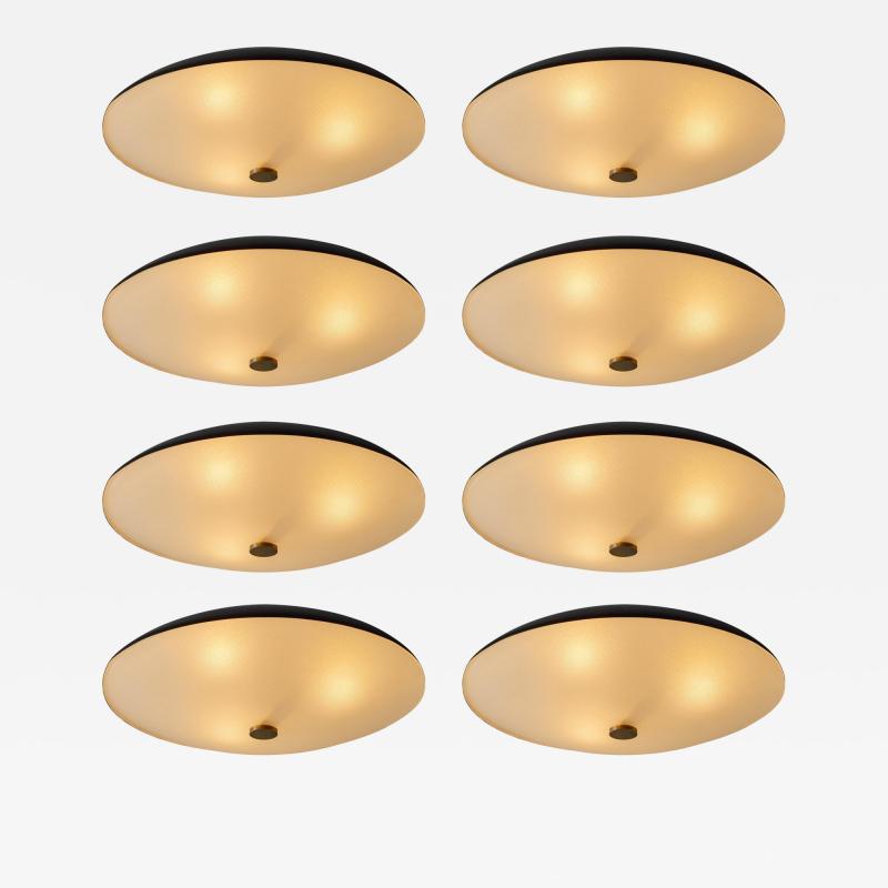  Stilnovo 1950s Stilnovo Opaline Glass Black Metal Ceiling Lamp