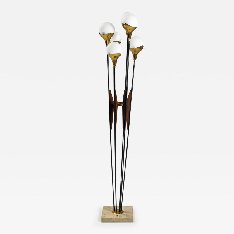  Stilnovo Alberello Floor Lamp with Brass and Marble by Stilnovo Italy 1960s