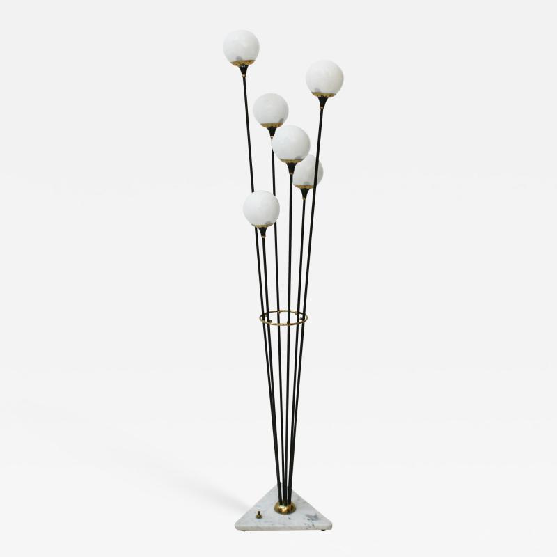  Stilnovo Alberello by Stilnovo Black Lacquered Brass and Marble Floor Lamp Italy 1950s