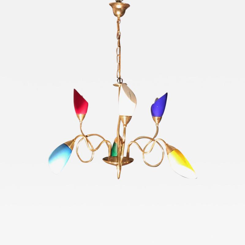  Stilnovo Amusing Stilnovo Brass Chandelier