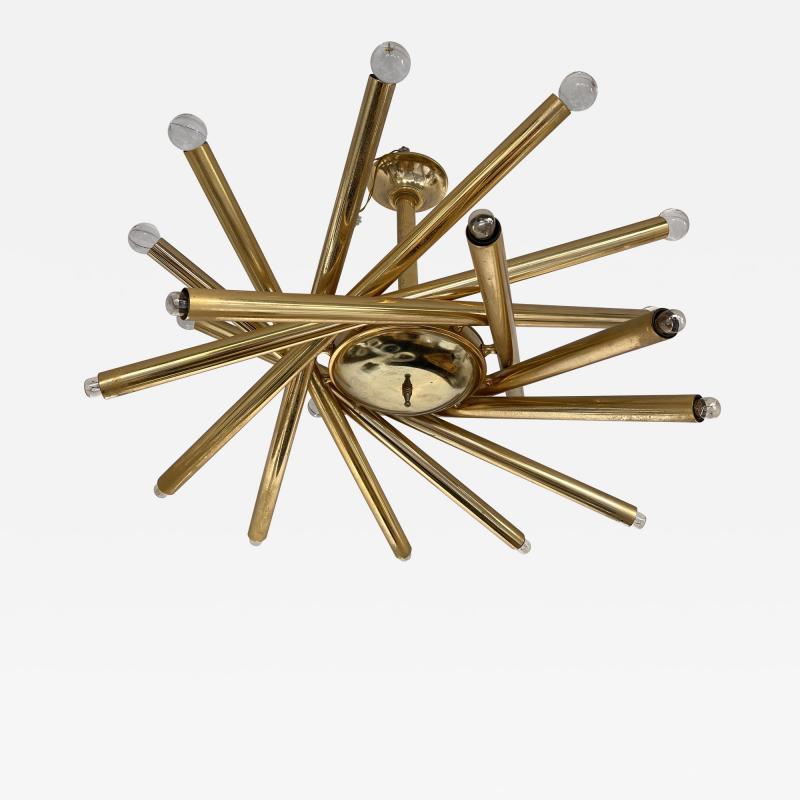  Stilnovo Brass and Glass Ball Sputnik Fireworks Chandelier taly 1950s