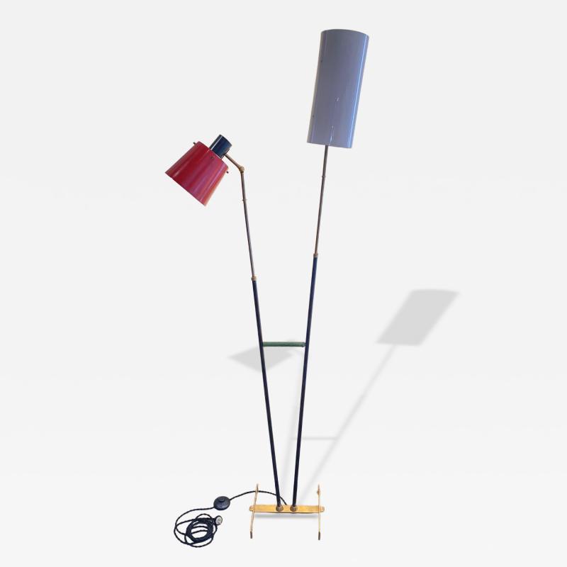  Stilnovo Early Stilnovo Double Cone Floor Lamp Original Label 