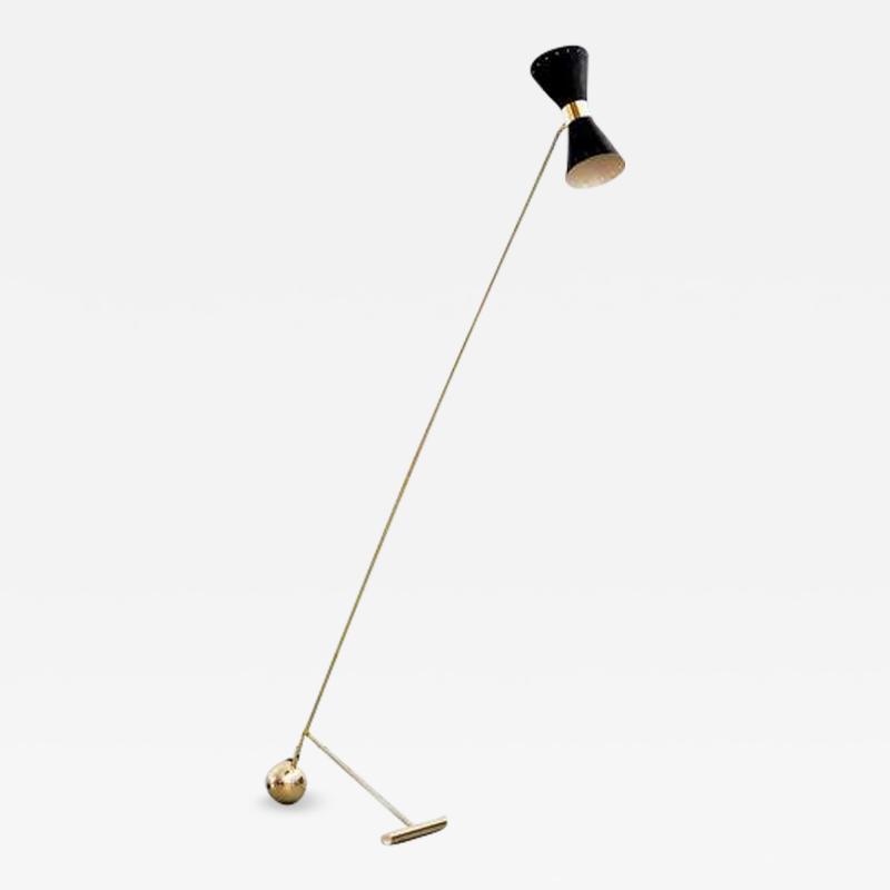  Stilnovo ITALIAN FLOOR LAMP WITH BLACK METAL SHADE