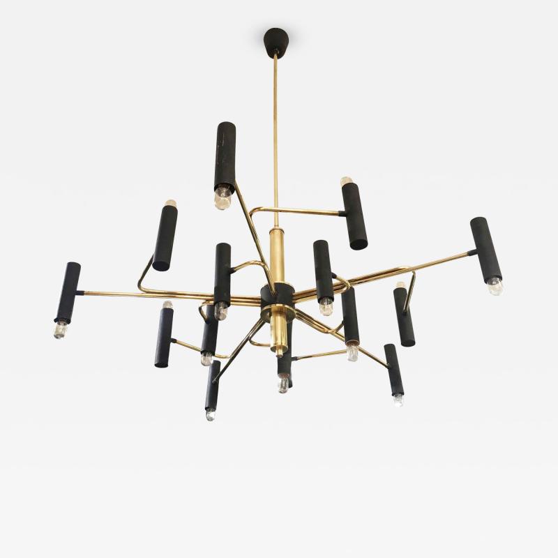  Stilnovo Italian Mid Century Chandelier Attributed to Stilnovo