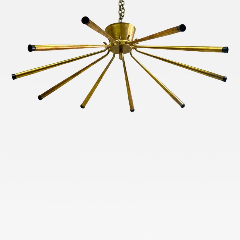  Stilnovo Italian Mid Century Modern Brass Flush Mount Pendant Sunburst by Stilnovo