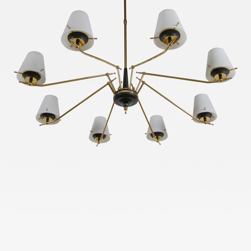  Stilnovo Italian Mid Century Modern Eight Lights Chandelier attributed to Stilnovo 1960