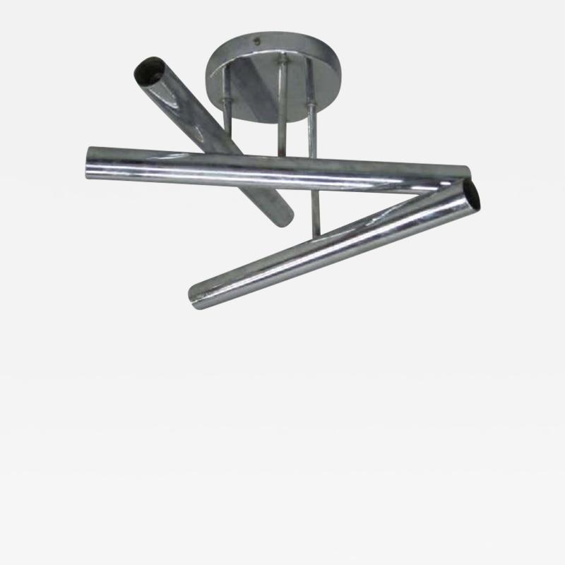  Stilnovo Italian Mid Century Modern Flush Mount Fixture in Nickel by Stilnovo