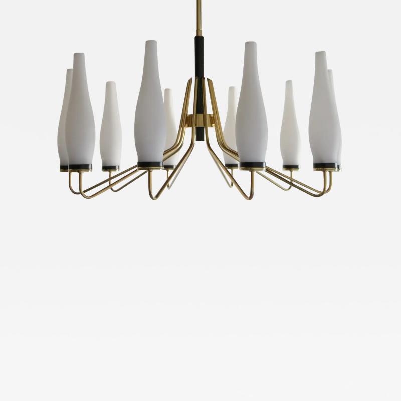  Stilnovo Italian Mid Century Modern Ten Lights Chandelier Attributer to Stilnovo 1950s