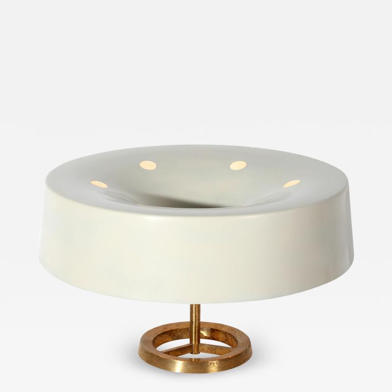  Stilnovo Italian MidCentury Table Lamp white by Stilnovo in brass Italy 1950s